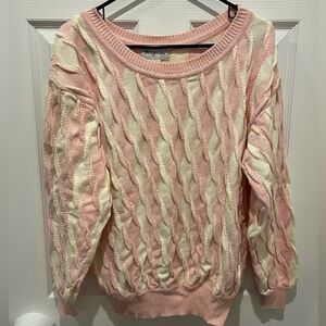 Vintage Pastel White and Pink 3D Knit  Sweater Striped Cottagecore‎ Coquette